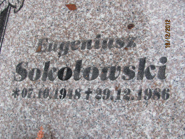 Eugeniusz Sokołowski 1948 Złotoryja - Grobonet - Wyszukiwarka osób pochowanych