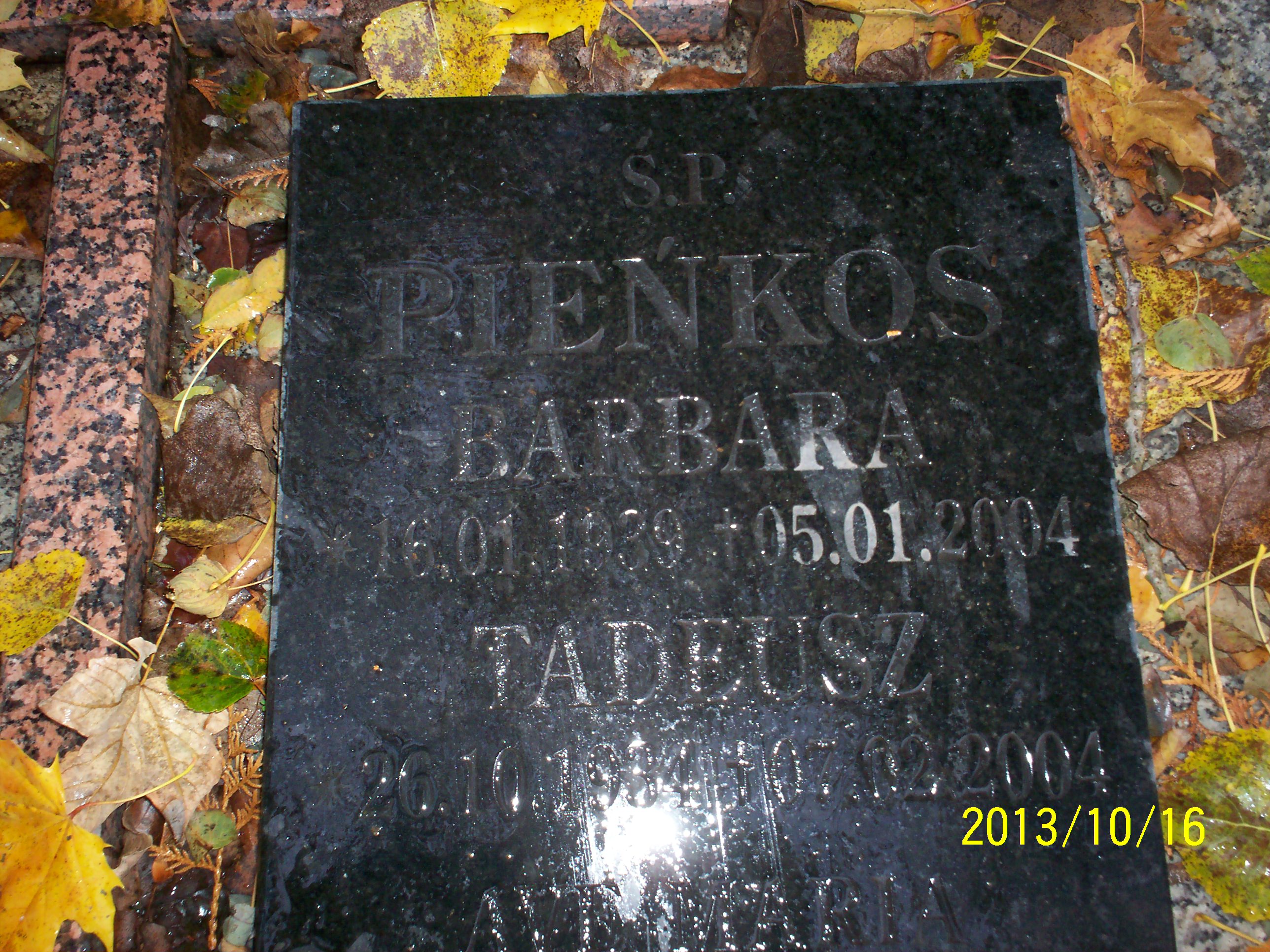 Barbara Pieńkos 1939 Złotoryja - Grobonet - Wyszukiwarka osób pochowanych