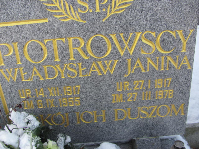 Władysław Piotrowski 1917 Złotoryja - Grobonet - Wyszukiwarka osób pochowanych