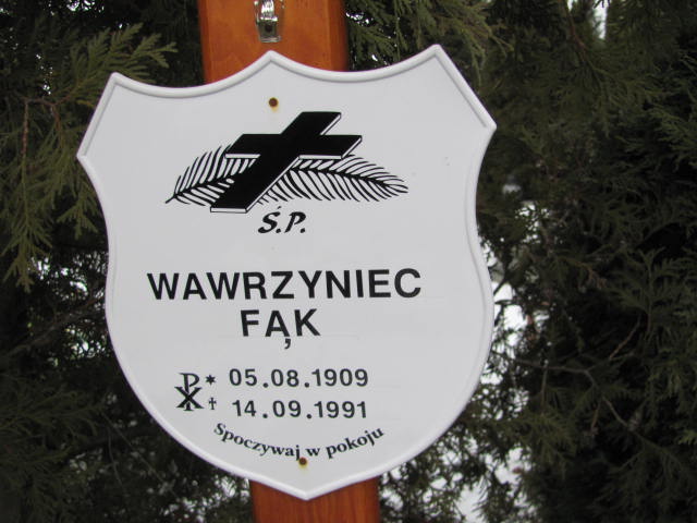 Zygmunt Fąk 1950 Złotoryja - Grobonet - Wyszukiwarka osób pochowanych